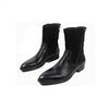 Men Mid Calf Pointed-toe Zip Patchwork Leather Boots