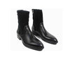 Men Mid Calf Pointed-toe Zip Patchwork Leather Boots