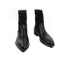 Men Mid Calf Pointed-toe Zip Patchwork Leather Boots