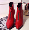 Women Boots Ankle Pointed Toe Zip High Heels