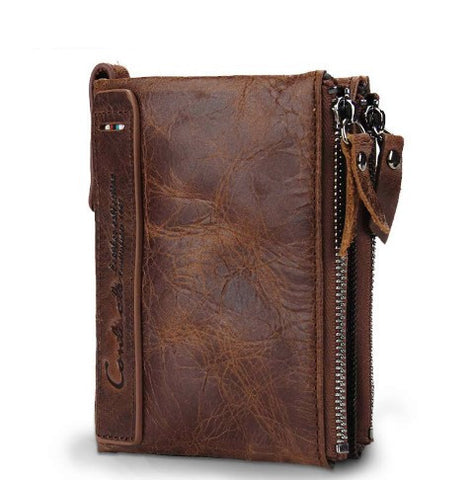 Genuine Crazy Horse Cowhide Leather Men Wallet