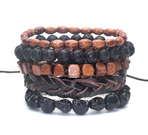 Black Out Bamboo Leather Bracelet