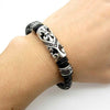 Stainless Steel Leather Braid Bracelet With Magnetic Buckle Claps