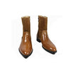 Men Mid Calf Pointed-toe Zip Patchwork Leather Boots